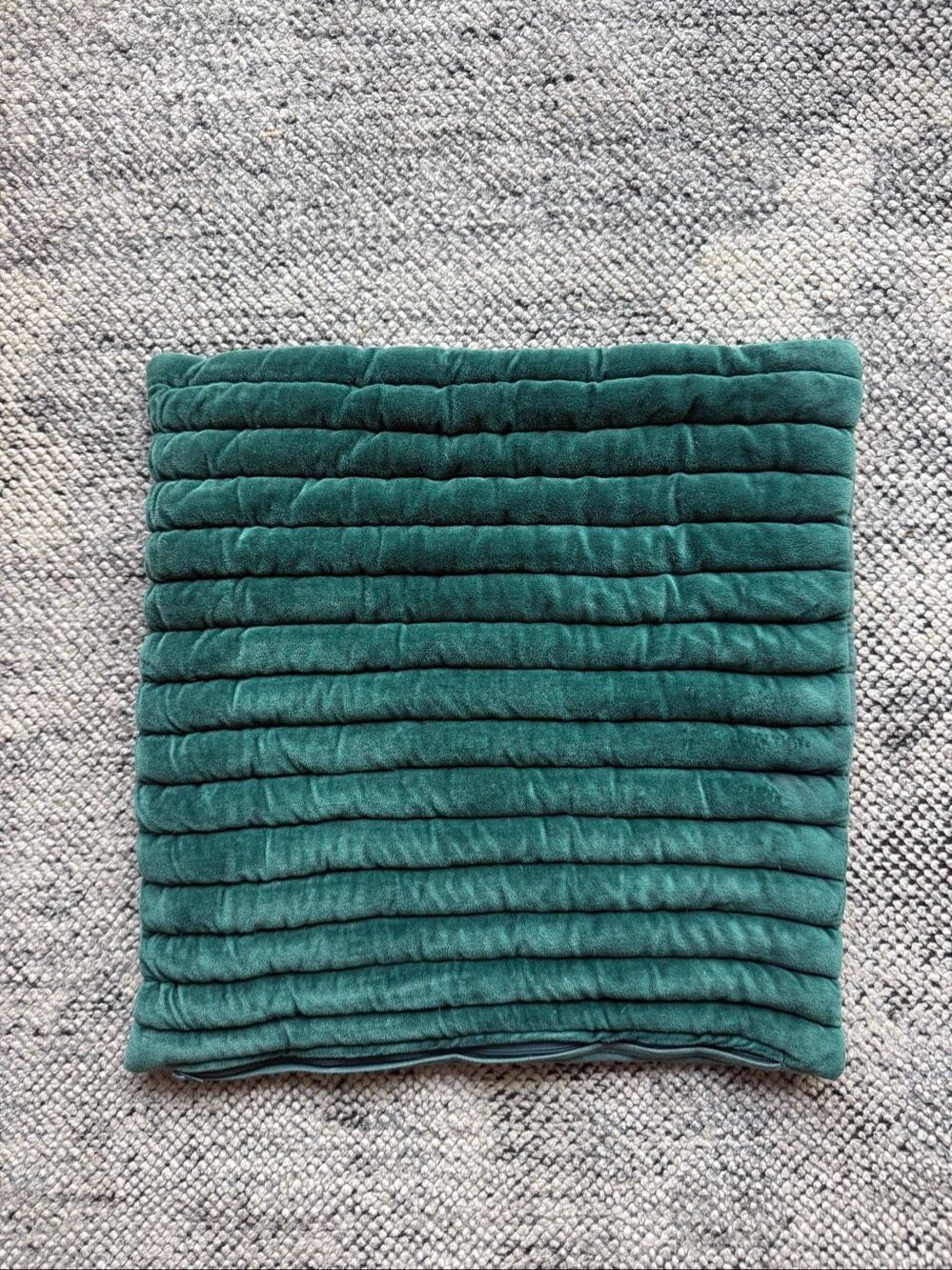 CB2 18" Channeled Emerald Velvet Throw Pillow Cover